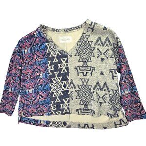 Pilcro Anthropologie Sweater Top Women S Oversized Boxy Thermal Aztec Boho Hippy